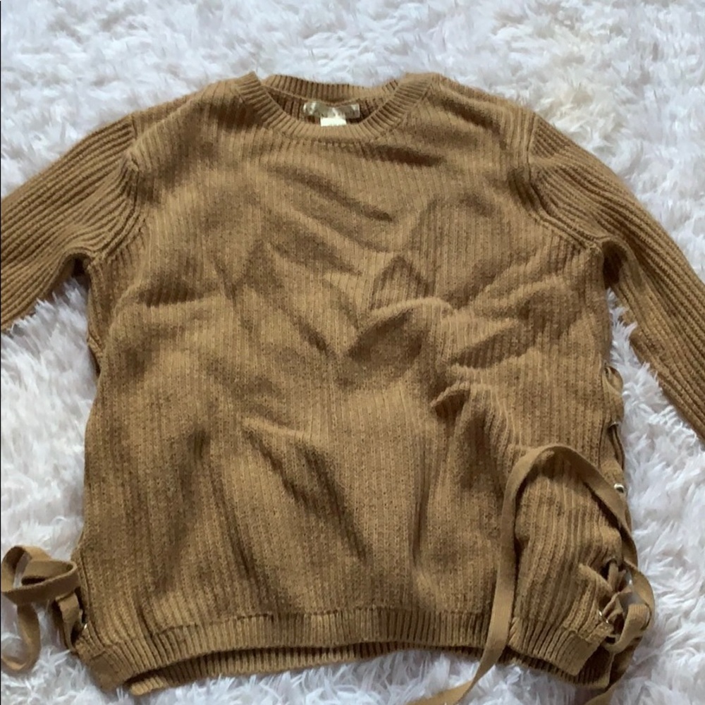 tan sweater